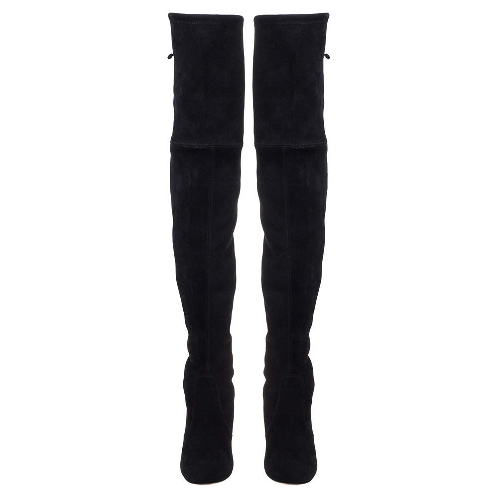 Stuart Weitzman Black Suede Kirstie 90 Over-the-knee Boots Size 7 - Picture 3 of 9